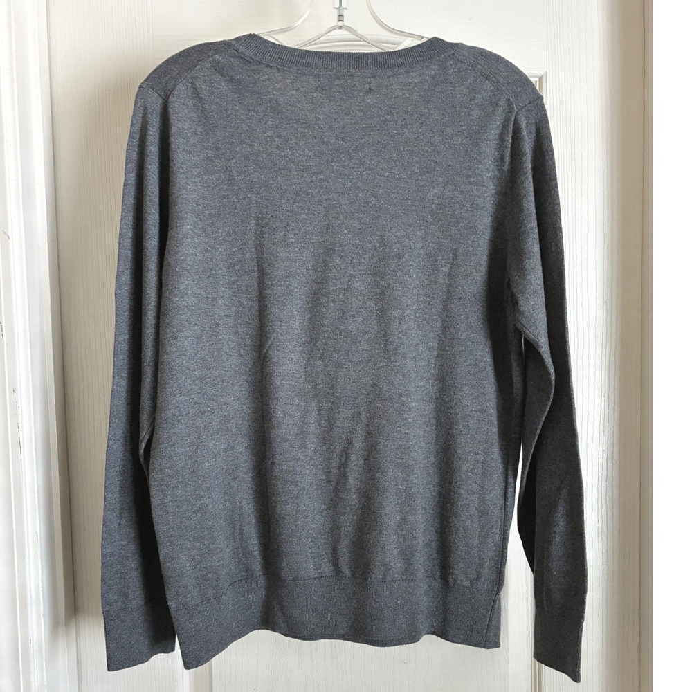 Banana Republic Womens L Gray Cat Glasses Intarsia Cotton Sweater NWT - Picture 8 of 10